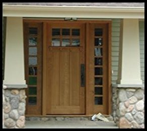 Classic Craftsman 6 lite over 3 panel Ehtry door with divided sidelites.